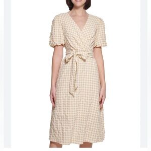 Kensie Womens Midi Dress Beige Sz 12